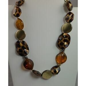 Vintage Animal Print Amber Gold Pendant Necklace - Never Worn with Original Tags